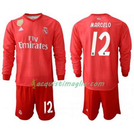 Divisa di Calcio Real Madrid Marcelo 12 Bambino Terza 2018/2019 Manica Lunga